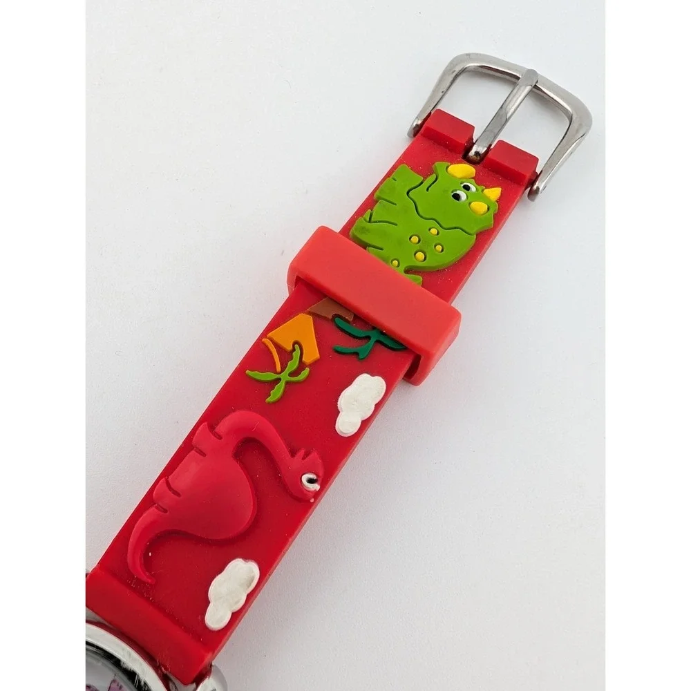 Eikon Dinosaur Kids Watch Rotating Dinosaur Red Silicone Band- New Battery‎
